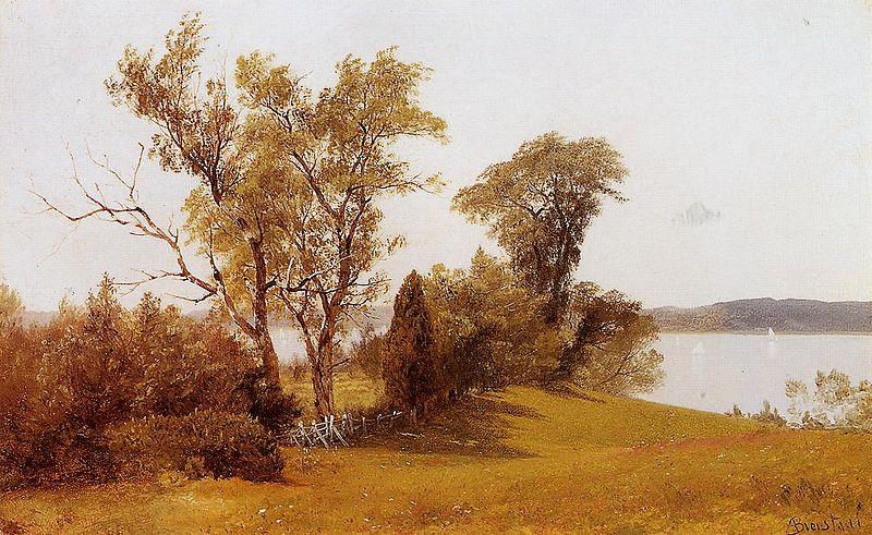 Albert Bierstadt Sailboats on the Hudson at Irvington oil painting image